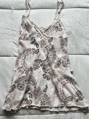 Women's Cream Paisley Lace-Trim Cami Tank Top